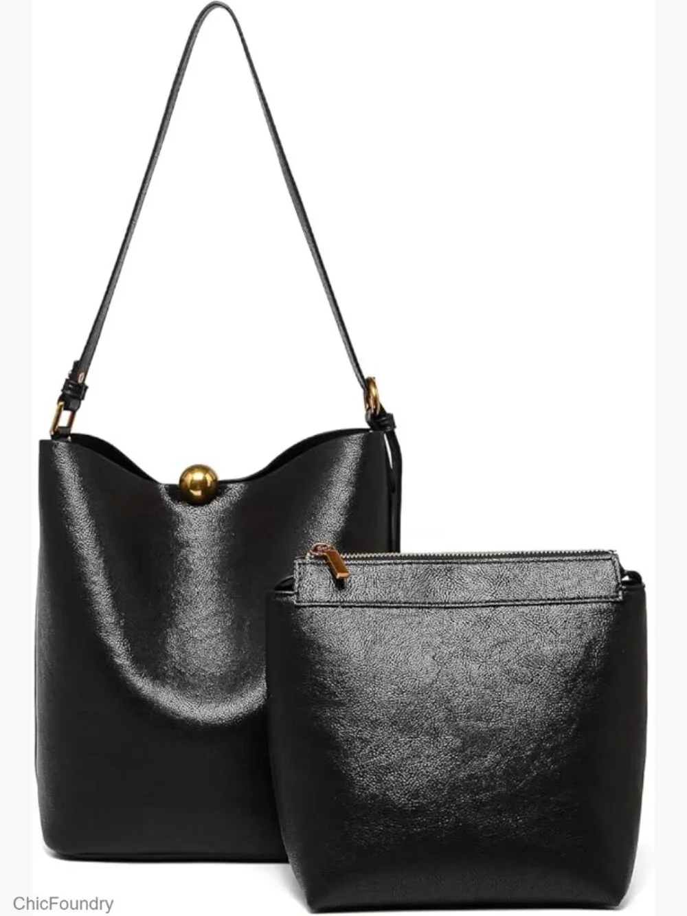 PU Leather Bucket Tote Satchel Hobo Crossbody Purse Shoulder Bag